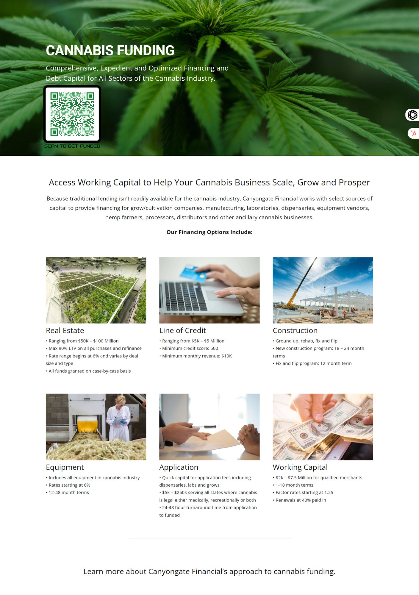 Cannabis Funding Page